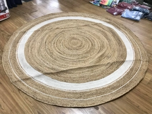 GRUHUM Handwoven Round Jute Cotton Area Rug 7ft | We Sell Stuff