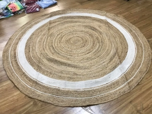 GRUHUM Handwoven Round Jute Cotton Area Rug 7ft | We Sell Stuff