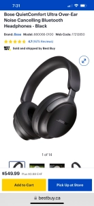 Bose QuietComfort Ultra Over-Ear Bluetooth Headphones