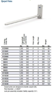 FORKLIFT CARPET POLES. RUG RAMS, CARPET BOOM POLE. CARPET RACKS.
