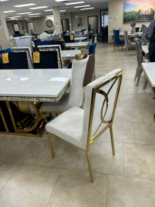 Modern Dining Set with Gold Accents