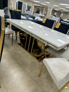 Modern Dining Set with Gold Accents