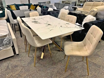 7-Pc Marble Dining Set