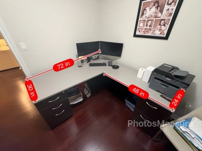 L-Shaped Office Desk with Drawers – 72 x 48 in