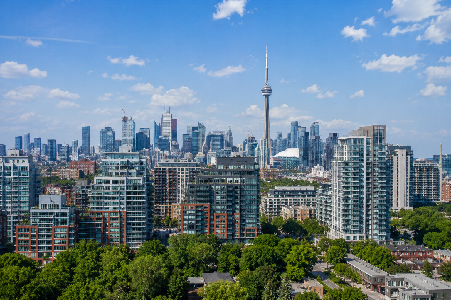 Skyline with apartment buildings in Ontario